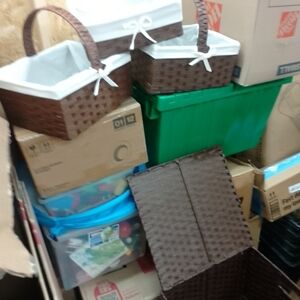 Woven Brown Storage Basket with White Liner - Home Accents
